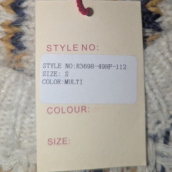 Anthropologie Raga plaid fringed sweater Dulce Pommed Knit Poncho size Small - Picture 5 of 6